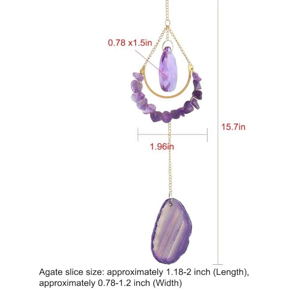 🆕New Amethyst Purple Agate Sun Catcher & Wind Chime - Picture 5 of 10